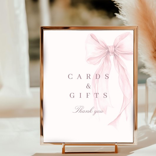 Pink Coquette Bow Baby Shower Tabletop Sign Poster