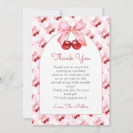 Pink Coquette Bow Baby Shower Thank You Card Bedankkaart