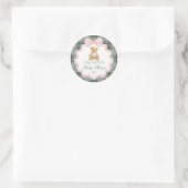 Pink Coquette Bow Bear Baby Shower Envelope Seal Ronde Sticker (Tas)