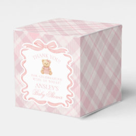 Pink Coquette Bow Bear Baby Shower Favor Box Bedankdoosjes