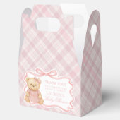 Pink Coquette Bow Bear Baby Shower Favor Box Bedankdoosjes (Geopend)