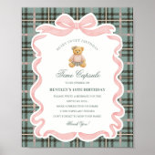 Pink Coquette Bow Bear Birthday Time Capsule Poster (Voorkant)