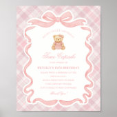 Pink Coquette Bow Bear Birthday Time Capsule Poster (Voorkant)