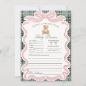 Pink Coquette Bow Bear Girl Advice for Baby Card Kaart (Voorkant)
