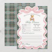 Pink Coquette Bow Bear Girl Advice for Baby Card Kaart (Voorkant / Achterkant)
