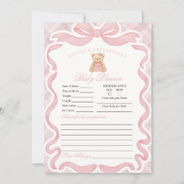 Pink Coquette Bow Bear Girl Advice for Baby Card Kaart