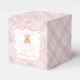 Pink Coquette Bow Bear Girl Birthday Favor Box Bedankdoosjes