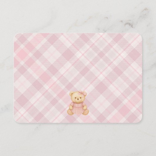 Pink Coquette Bow Bear Plaid Books for Baby Card Informatiekaartje (Achterkant)
