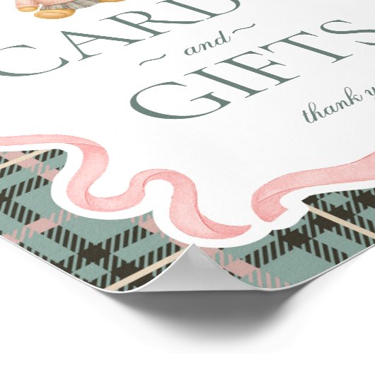 Pink Coquette Bow Bear Plaid Cards & Gifts Poster (Hoek)