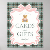 Pink Coquette Bow Bear Plaid Cards & Gifts Poster (Voorkant)