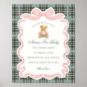 Pink Coquette Bow Bear Shower Advice for Baby Poster (Voorkant)