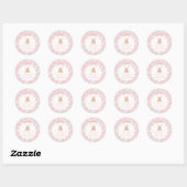 Pink Coquette Bow Bear Tartan Baby Shower Favor Ronde Sticker (Vel)