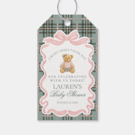 Pink Coquette Bow Bear Tartan Baby Shower Favors Cadeaulabel
