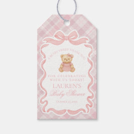 Pink Coquette Bow Bear Tartan Baby Shower Favors Cadeaulabel