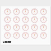 Pink Coquette Bow Bear Tartan Birthday Favor Ronde Sticker (Vel)