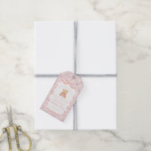 Pink Coquette Bow Bear Tartan Birthday Favors Cadeaulabel (Met Touw)