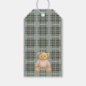 Pink Coquette Bow Bear Tartan Birthday Favors Cadeaulabel (Achterkant)