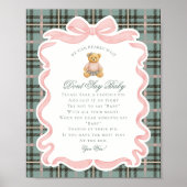 Pink Coquette Bow Bear Tartan Dont Say Baby Game Poster (Voorkant)