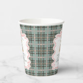 Pink Coquette Bow Bear Tartan Plaid Baby Shower Papieren Bekers (Links)