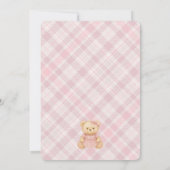 Pink Coquette Bow Bear Tartan Plaid Birthday Kaart (Achterkant)