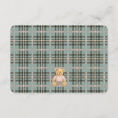 Pink Coquette Bow Bear Tartan Plaid Details Card Informatiekaartje (Achterkant)