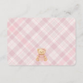 Pink Coquette Bow Bear Tartan Plaid Details Card Informatiekaartje (Achterkant)
