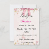 Pink Coquette Bow Birthday Invitation Bedankkaart (Voorkant)