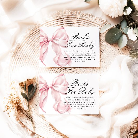 Pink Coquette Bow Books For Baby Card Informatiekaartje