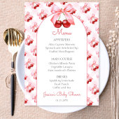 Pink Coquette Bow Cherry Baby Shower Menu