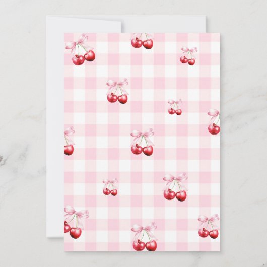 Pink Coquette Bow Cherry Birthday Bedankkaart (Achterkant)