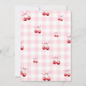 Pink Coquette Bow Cherry On Top Birthday Party  Kaart (Achterkant)
