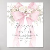 Pink Coquette Bow Diaper raffle Baby shower Poster (Voorkant)