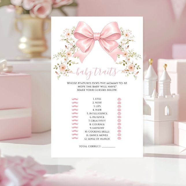 Pink Coquette Bow Floral Baby Traits Shower Games (Creator heeft geüpload)
