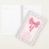 Pink Coquette Bow Floral Pattern Custom Name Planner (Display)