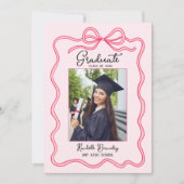 Pink Coquette Bow Frame Graduate Photo Graduation  Aankondiging (Voorkant)
