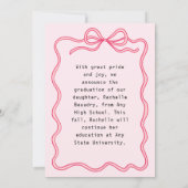 Pink Coquette Bow Frame Graduate Photo Graduation  Aankondiging (Achterkant)