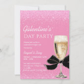 Pink Coquette Bow Galentine's Day Party Kaart (Voorkant)