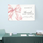 Pink Coquette Bow Girl Baby Shower Welcome Sign Spandoek (Beurs)