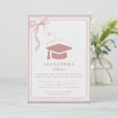 Pink Coquette Bow Graduation Kaart (Staand voorkant)