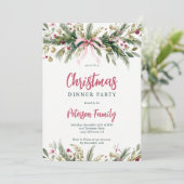 Pink Coquette Bow Grandmillennial Christmas Wreath Kaart (Staand voorkant)