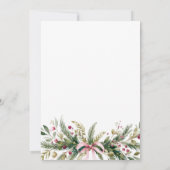 Pink Coquette Bow Grandmillennial Christmas Wreath Kaart (Achterkant)