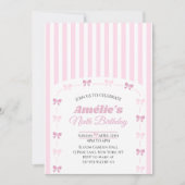 Pink Coquette Bow Ninth Birthday Party  Kaart (Voorkant)