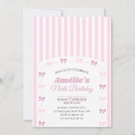 Pink Coquette Bow Ninth Birthday Party  Kaart