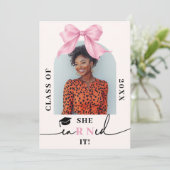 Pink Coquette Bow Nurse 4-Photo Graduation Kaart (Staand voorkant)