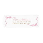 Pink Coquette Bow Return Address Etiket (Voorkant)
