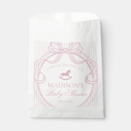 Pink Coquette Bow Rocking Hors Baby Shower Dessert Bedankzakje