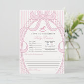 Pink Coquette Bow Rocking Horse Baby Advice Card Kaart (Staand voorkant)