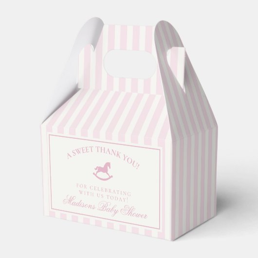 Pink Coquette Bow Rocking Horse Baby Shower Bedankdoosjes (Voorkant Zijde)