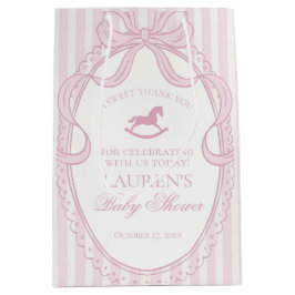 Pink Coquette Bow Rocking Horse Baby Shower Favors Medium Cadeauzakje