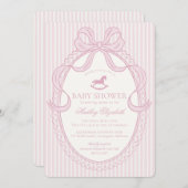 Pink Coquette Bow Rocking Horse Baby Shower Kaart (Voorkant / Achterkant)